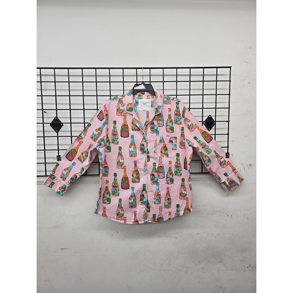 Print Fresh Women's Pajama Top Only, Pink Bottle Print, Size L , Organic Cotton